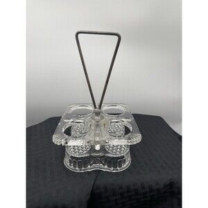 Antique 1880s EAPG Adams & Co "Paragon" Caster Crystal Clear Condiment Holder